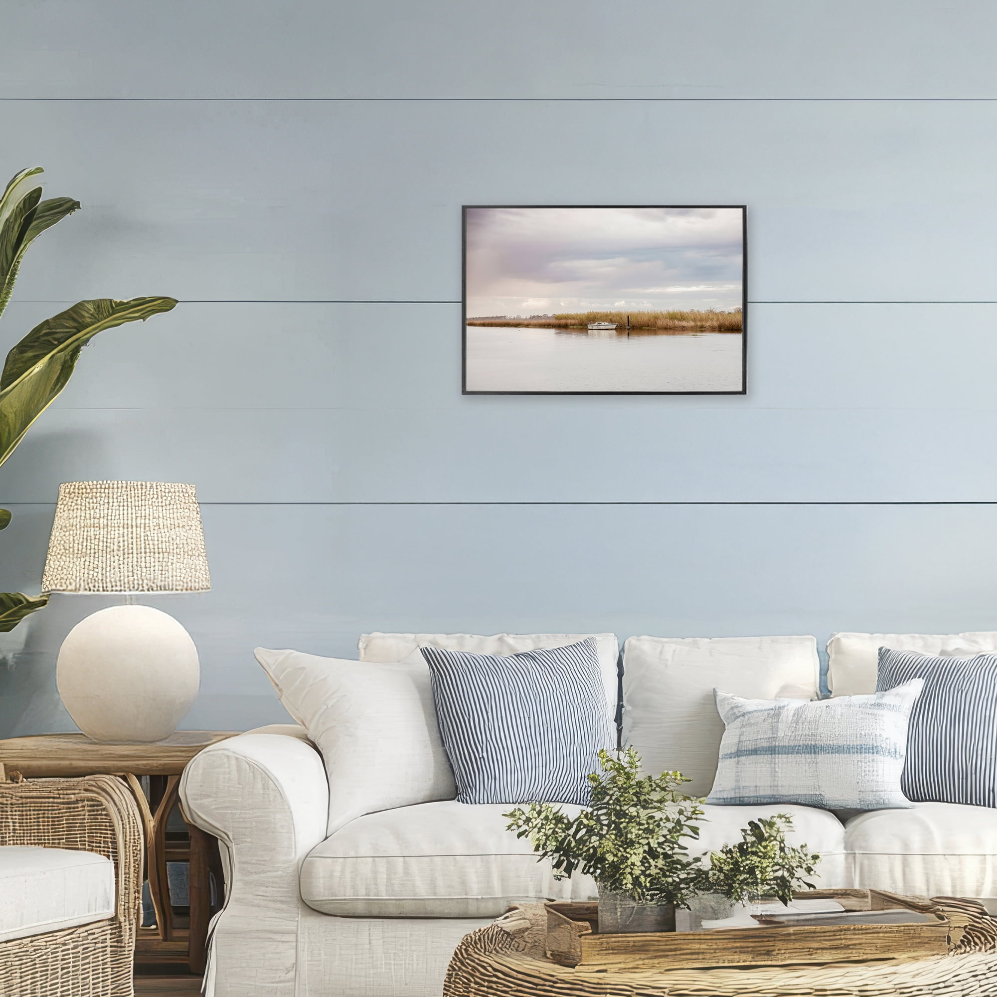 Stupell Industries Magical Mooring Landscape Black Framed Giclee Art, design by Christy Berry