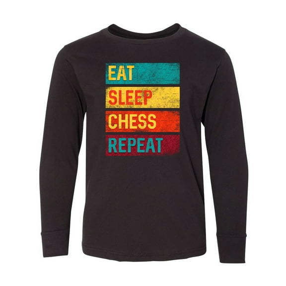 Inktastic Chess Player Eat Sleep Chess Repeat Long Sleeve Youth T-Shirt