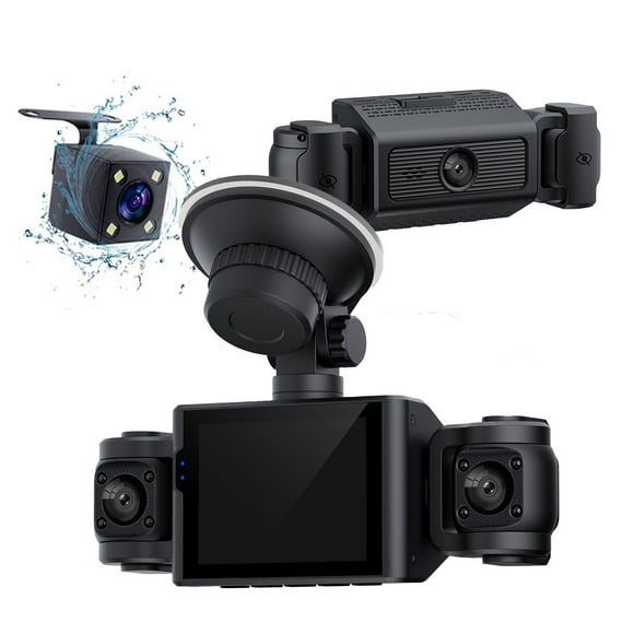 Dvkptbk Dash Cam 4 Way Dash Camera 3 Inch High Definition 1080P Front Rear Left Right 360 Degree Panoramic Video Tape in Car Dvr Car Accessories
