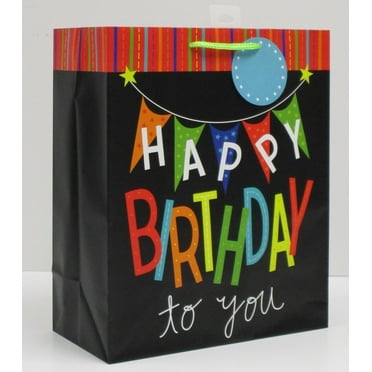 Multicolor Happy Birthday To You Paper Gift Bag, 10" x 12", by Way To Celebrate