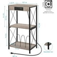 thumbnail image 2 of Table d'Appoint pour Tourne-Disque avec Station de Charge, Étagère de Rangement pour Vinyles à 3 Niveaux, 2 of 5
