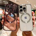 thumbnail image 6 of Compatible with iPhone 14 Pro Magnetic Case, Luxury Plating Clear Phone Case, Compatible with MagSafe for Women Girls with Camera Protector Soft TPU Shockproof Back Cover - Silver, 6 of 6