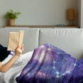 thumbnail image 3 of Celestial Soft Flannel Fleece Throw Blanket, Zodiac Capricorn Name Sign with Woman and Constellation Print, Cozy Plush for Indoor and Outdoor Use, 70" x 90", Violet and Multicolor, by Ambesonne, 3 of 5