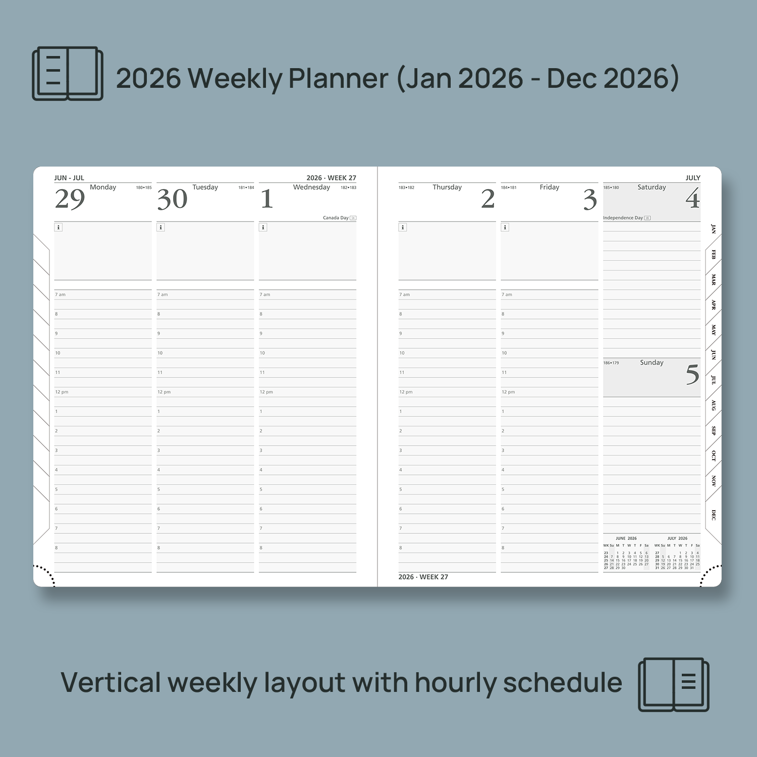 POPRUN 2026 Planner, Large - 8.5" x 10.5", 2026 Weekly Calendar (Jan. 2026 - Dec. 2026) with Hourly Time Slots, Weekly Appointment Book for Time Management, Leather Soft Cover - Burgundy Red