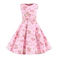 thumbnail image 2 of Uuszgmr Cute Girl Dress Solid Color Floral Children Princess Clothes Outfits Party Sleeveless Gown Dress Dots Prints Dresses Pink,Size:11-12 Years, 2 of 4