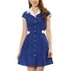 thumbnail image 1 of CAMISA DE VESTIR DE BOTONES PARA MUJER INSPIRE CHIC CON CUELLO DE MUESTRA Y MANGA CORTA, VESTIDOS DE TRABAJO CON CINTURÓN XL AZUL OSCURO, 1 of 6