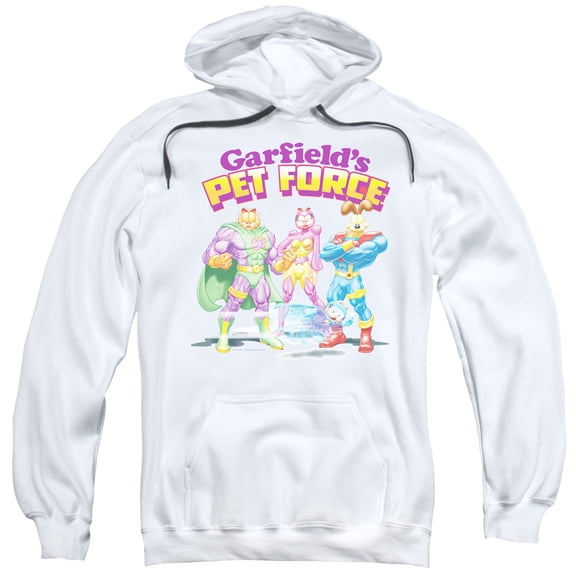 Garfield Heroes Await Adult Pullover Hoodie Sweatshirt White