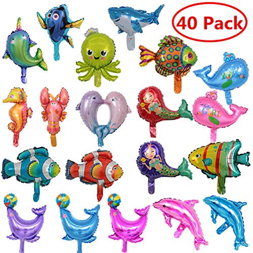 40 Pack Sea Animal Balloons Set Sea Creatures Tropical Fish Balloons for Kid Birthday Party