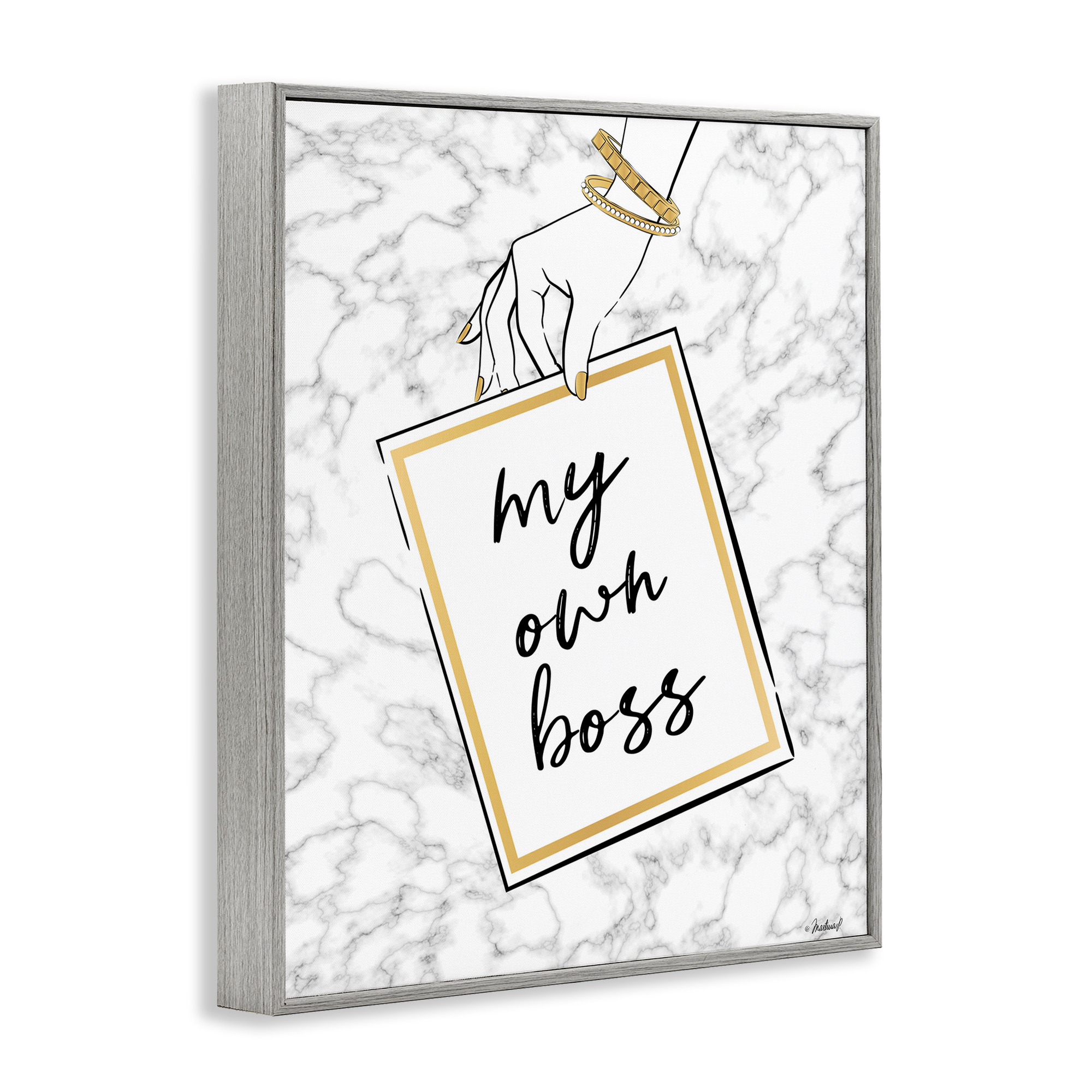 Stupell Industries My Own Boss Phrase Typography Painting Gray Framed Art Print Wall Art, 11 x 14