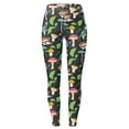 thumbnail image 4 of Bibifish Women's Graphic Yoga Pants Black Base Colorful Mushroom & Leaf Pattern Elastic Waist Soft Stretchy Outdoor Sports Streetwear Leggings, 4 of 5