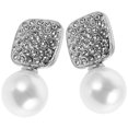thumbnail image 2 of Elegantes pendientes de lazo de perla para mujer, delicados pendientes de lazo de diamantes de imitación con perlas de imitación, joyería de boda para novias y damas de honor, 2 of 8
