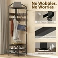 thumbnail image 5 of SSLZ Rack Rustic Brown Corner Hall Tree, Industrial 4-Tier Coat with Shoe Storage, 8 Movable Hooks and 2 Shelves for Hallway,, 5 of 6