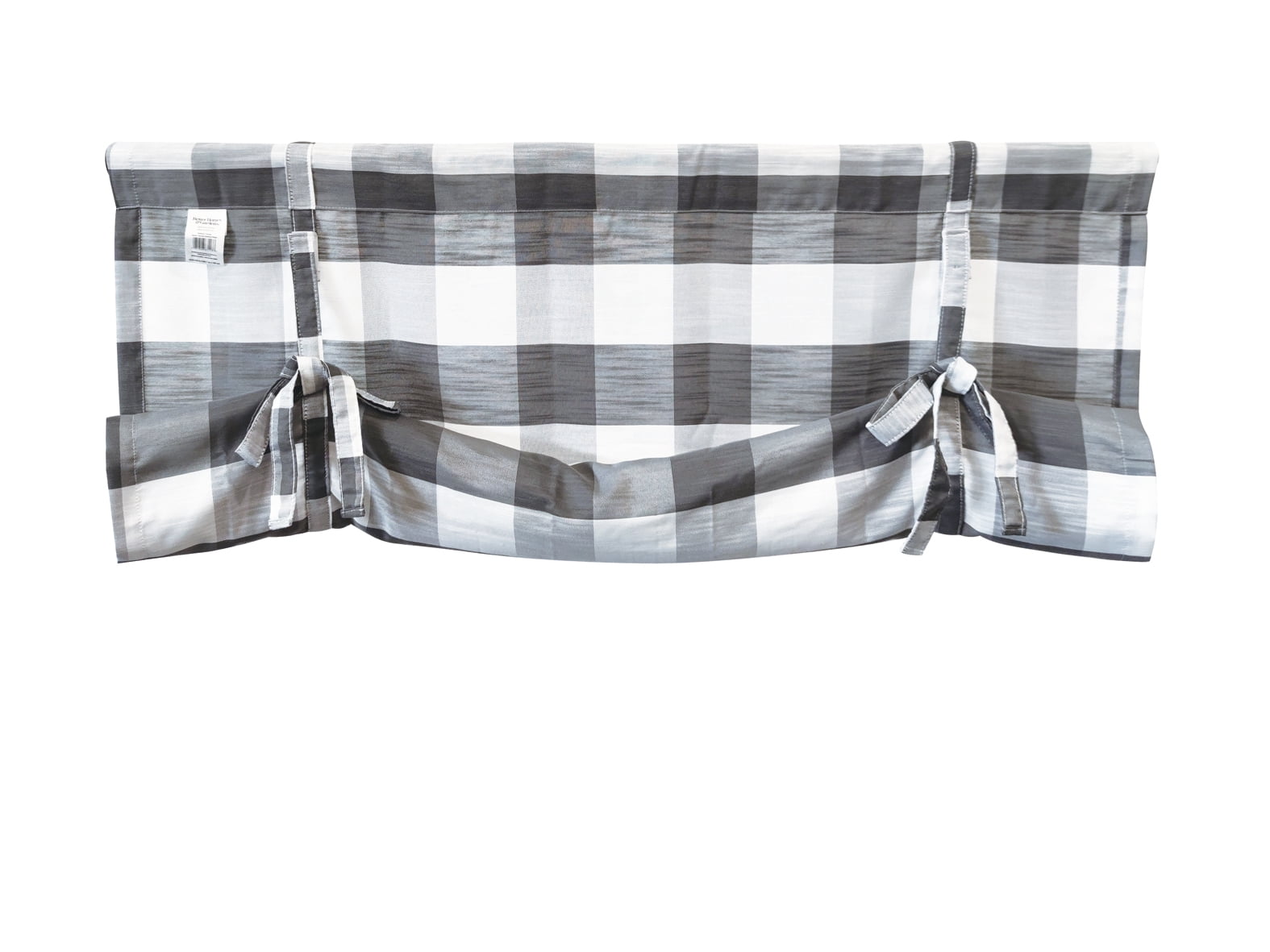Better Homes & Gardens Balloon Shade Buffalo Check Light Filtering Rod Pocket Single Curtain Panel, Gray/White, 42 x 63