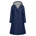 thumbnail image 6 of Zpanxa Womens Winter Jackets Long Hooded Waterproof Raincoat Striped Lined Lightweight Windbreaker Outdoor Jacket with Pockets Casual Travel, 6 of 7