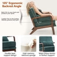 thumbnail image 3 of HSUNNS Mid-Century Modern Accent Chair, Arm Chair with Wood Frame and Pillow, Upholstered Armchair Comfort Reading Chair Lounge Chair for Living Room Bedroom Sunroom, Green, 3 of 11
