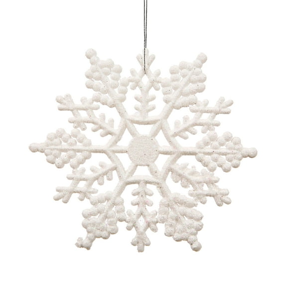 Vickerman 4" White Glitter Snowflake Christmas Ornament, 24 per Box
