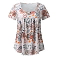 thumbnail image 4 of Puntoco Mujer Casual Camiseta Impreso Manga Corta Cuello Redondo Pullover Blusa tops Puntoco Puntoco-1805, 4 of 5