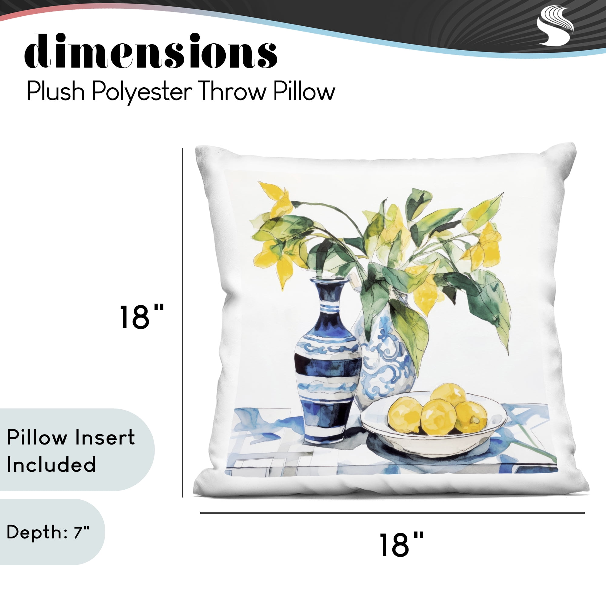 Stupell Industries Lemons & Leaves Table Setting Decorative Printed Throw Pillow, design by Ray Powers