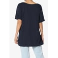 thumbnail image 2 of T-Shirt Décontracté en Coton à Col en V pour Femmes, Manches Courtes, Ample, 2 of 7