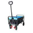 thumbnail image 5 of Mini Folding Wagon with Large Capacity, Outdoor Garden Portable Grocery Cart with Heavy-duty Steel Frame, Foldable Utility Shopping Cart for Sand, Black+Blue+Brake, 5 of 9