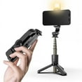 thumbnail image 3 of Selfie Stick Tripod Extendable Phones Selfie Extension Rod Portable Lightweight Phone Tripod Stand With Fill Light 360-Degree Rotation For Face Time Zoom Meeting L11s stainless steel black, 3 of 5