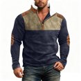 thumbnail image 2 of Men's Stand Collar Sweatshirt with Faux Fur Hood, Outdoor Casual Top, Spring Fall Fleece Jacket for Cold Weather, Christmas Gift, Hiking and Urban Exploration,Navy,L, 2 of 5