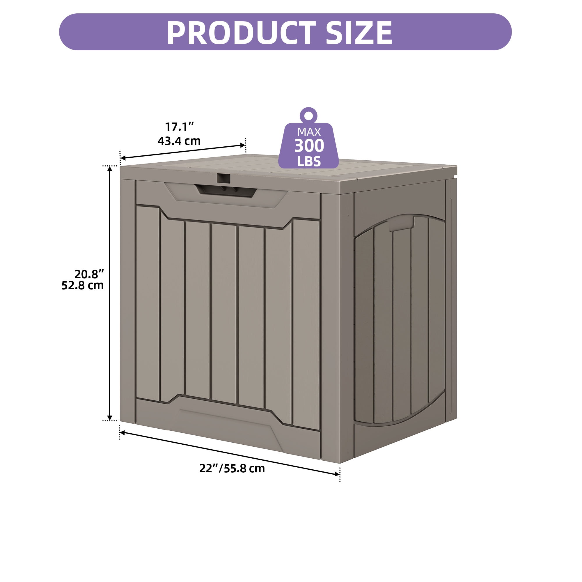 Uforic 31 Gallon Resin Outdoor Deck Box, Waterproof Lockable Storage Box, Multi-Purpose Organizer for Patio Garden Tools Pool Supplies & Package Delivery, Light Brown