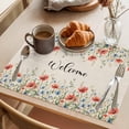 thumbnail image 3 of Red Blue Spring Floral Placemats Set of 4 Rustic Pastoral Botanical Welcome Place Mats Indoor Wipeable Table Mats Washable Cloth Dining Table Placemats for Kitchen Holiday Party Home Decor 13x19 Inch, 3 of 9