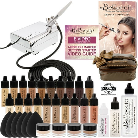 17 Foundation Shades Belloccio Professional AIRBRUSH COSMETIC MAKEUP SYSTEM (The Best Airbrush Makeup System)