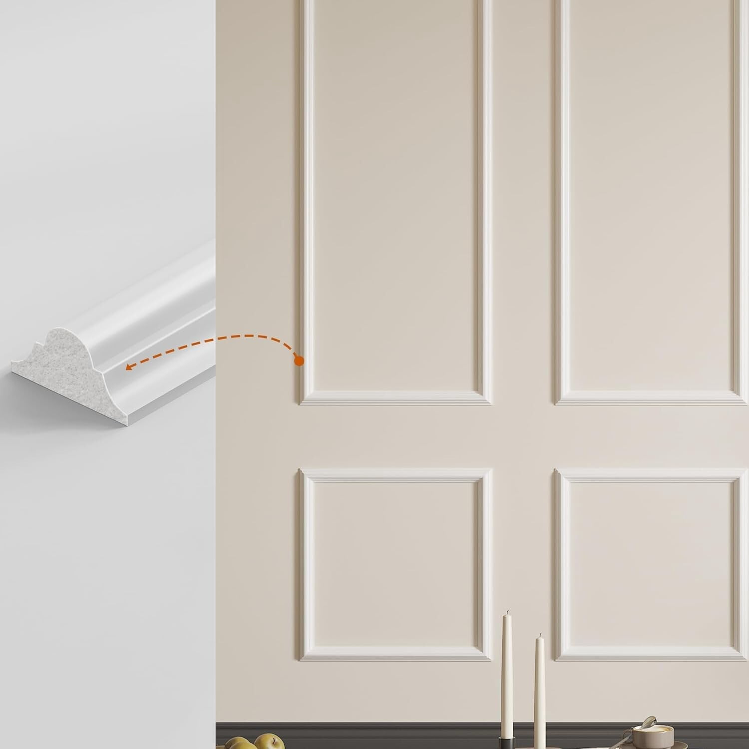 Easy4Home 6-Set Wall Molding Kit Pre-Cut Ready to Assemble Wainscoting Panels for Interior Wall Decor
