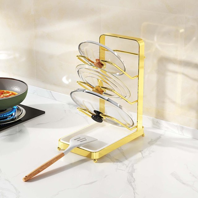 Estante organizador de tapa Baoblaze dorado Soporte para estante de tapa
