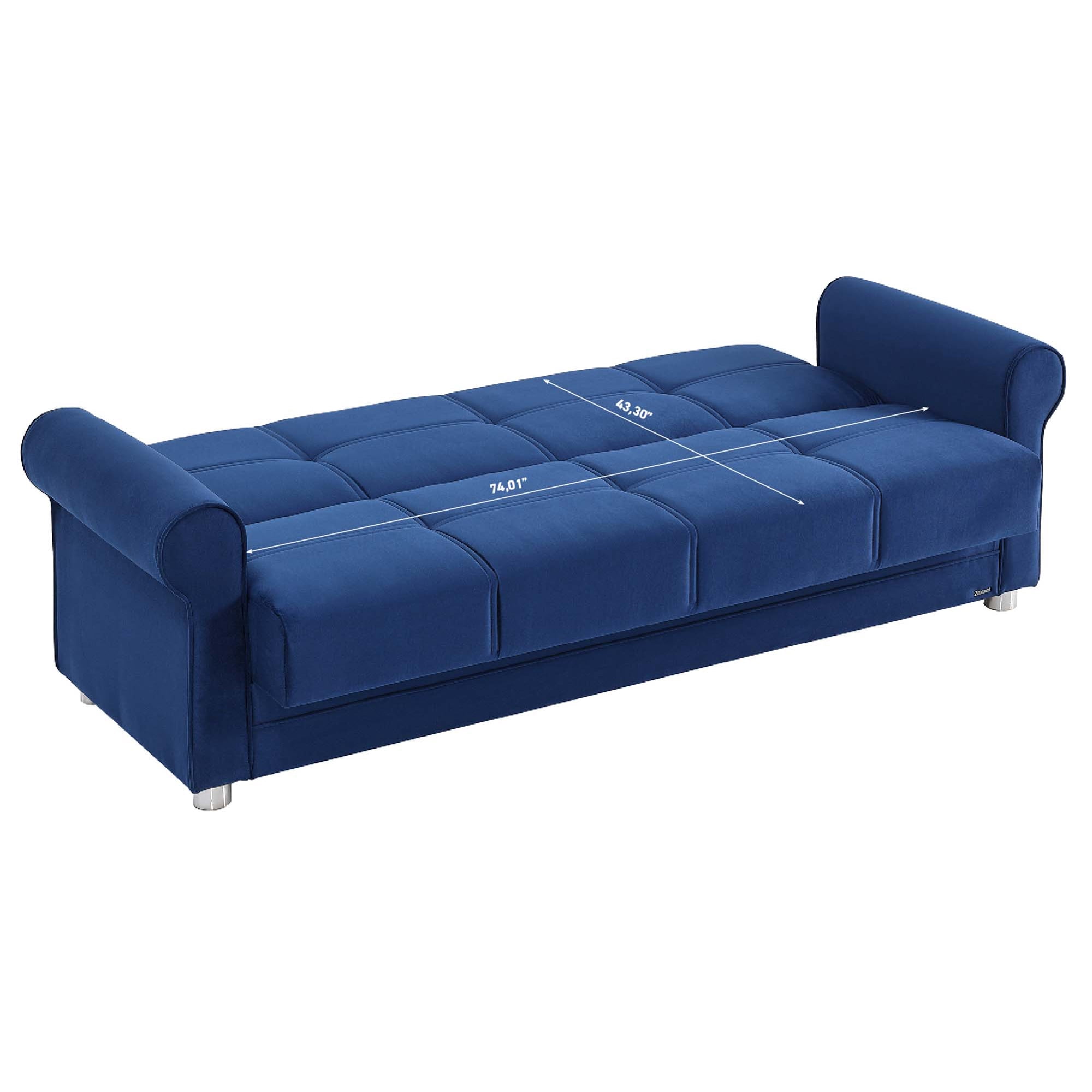 Ottomanson Convertible Sleeper Sofa Bed with Hidden Storage, Firm Comfort Couch, Blue