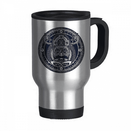 

People Compass Circle Art Pattern Travel Mug Flip Lid Stainless Steel Cup Car Tumbler Thermos