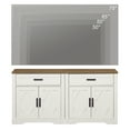 thumbnail image 3 of WAMPAT 126"W Large TV Stand,4-in-1 Farmhouse Entertainment Center with Storage Barn Door Cabinet,TV Console Table with Media Cabinet and Drawers for Living Room,Bedroom,Cream White, 3 of 7