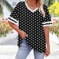 thumbnail image 4 of DeHolifer Womens T-Shirts Plus Size Loose Short Sleeve Tees V-Neck Color Block Summer Tops Black M, 4 of 7