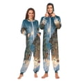 thumbnail image 3 of IAUYY Unisex Adult Onesie Pajamas Ultra-Soft Crystal-Soft Fabric, Halloween Adult Onesie Pajamas Adults,With a Zipper Plus Size Onesie Pajamas, Ancient Wooden House, 3 of 7