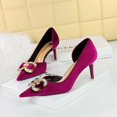thumbnail image 5 of Zapatos de tacón alto sexys de punta puntiaguda de boca baja para banquetes para mujer, zapatos de gamuza con huecos laterales, con perlas y diamantes de agua, zapatos clásicos individuales, 5 of 5