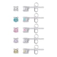 thumbnail image 3 of Dolce Giavonna Silver Plated Multi Colored Cubic Zirconia 5PC Stud Set Earrings, 3 of 4
