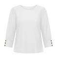 thumbnail image 4 of 3/4 Sleeve Tops for Women Crew Neck Casual Summer Solid Color Blouse Tunic Pullover Tops, 4 of 6