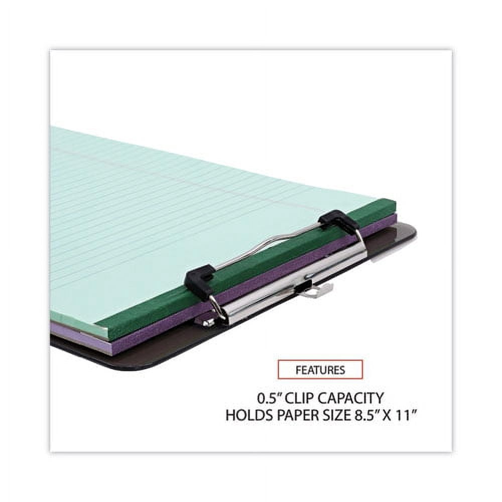 Plastic Clipboard with Low Profile Clip, 0.5" Clip Capacity, Holds 8.5 x 11 Sheets, Translucent Black | Bundle of 10 Each