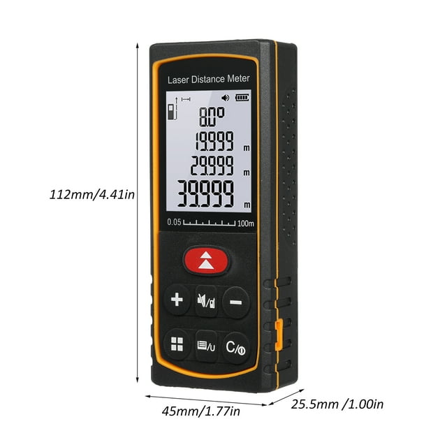 Measure Measure 100m/328ft Distance Meter Portable Handle Digital Measure Tool Range Finder with Electronic Angle Sensor m/ft/in Unit Switching Measuring
