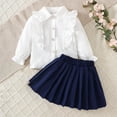 thumbnail image 6 of Gamivast 2 Piece Skirt Set for Girls Long Sleeve Ruffle Button Down Shirt and Pleated Mini Skirt Set Breathable Soft Fabric School Party Outfit Clothing, 6 of 9