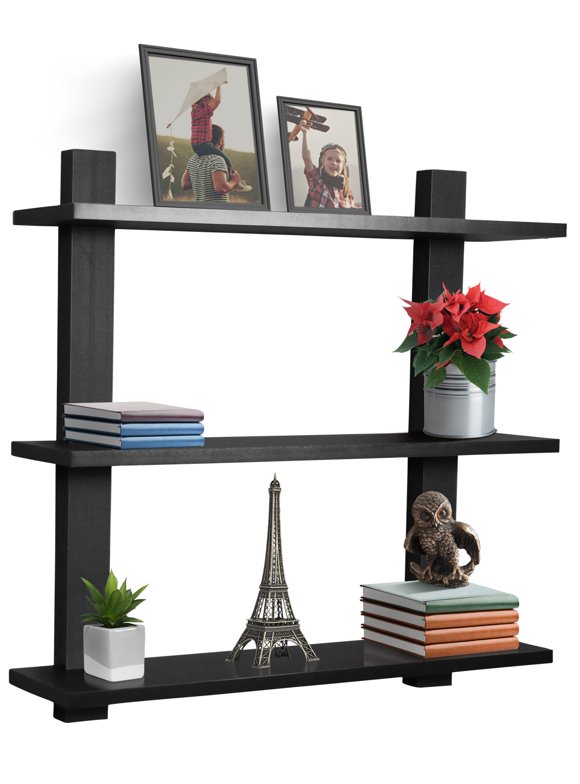Black Floating Shelves in Wall Shelves