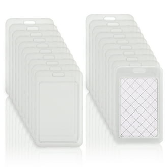 2 Pack Lanyard Card Holder Clear Genuine Leather Horizontal Id