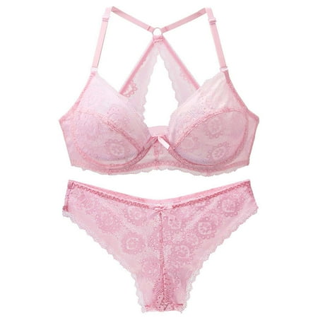 

Bras for Women Ladies Lingerie Set Elegant Lace Sling Bra and Panties Summer Thin Lingerie Set Red Lingerie for Women Womens Sports Bras on Sales Pink S