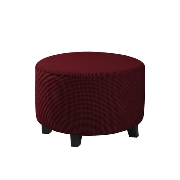 Zhuge Elastic Stretchable Round Ottoman Cover, Breathable Folding Stool Slipcover, Multi-Functional Footrest, Wear-Resistant Furniture Decor for Indoor Spaces, Medium, Wine Red