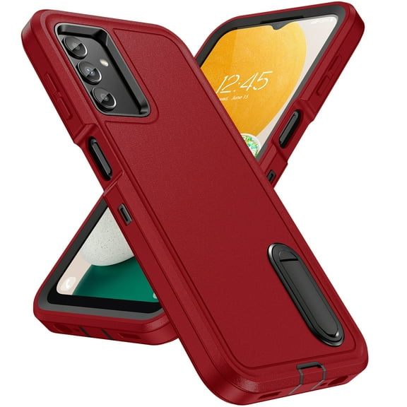 SaniMore for Samsung Galaxy A13 5G 6.5" 2021 Hybird Case, Rugged PC Back Shockproof TPU Shell Metal Hidden Kicksatnd Drop Resistant Anti-slip Heavy Duty Protective Case for Galaxy A13 5G, Red+Black