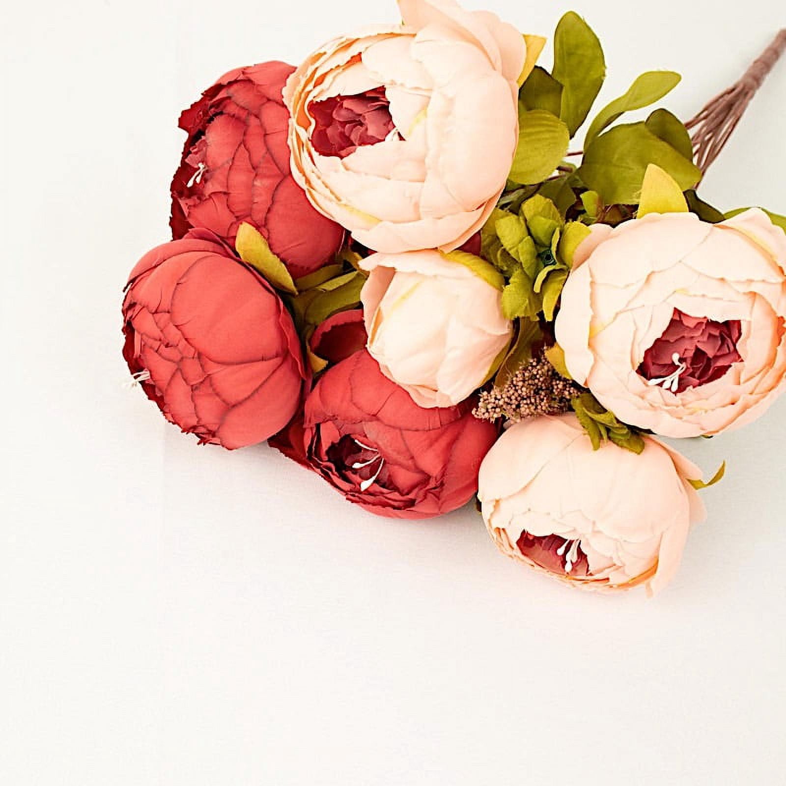 BalsaCircle 2 Bouquets Burgundy Dusty Rose 19 in Artificial Peony Flowers Silk Floral Bushes Party Events Decorations Supplies