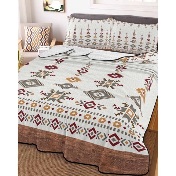 Retro Southwest,Queen Size Down Alternative Comforter,Lightweight Comforter Quilt Bedding Set with Pillow Shams Geometric Abstract Bohemia Native Tribal All Seasons Bed Comforter Duvet Insert 90"x96"