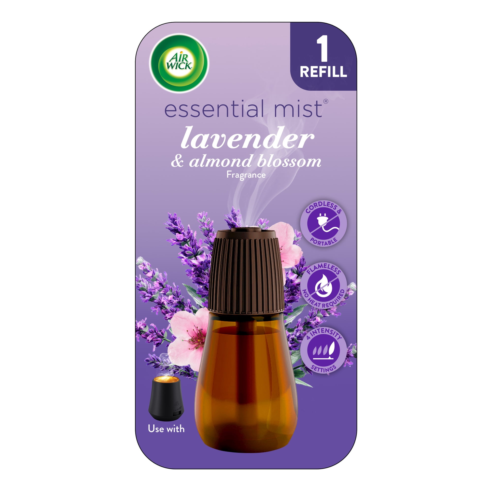 Air Wick Essential Mist Scented Oil Cordless Diffuser Refill, Lavender and Almond Blossom, 1 Count
